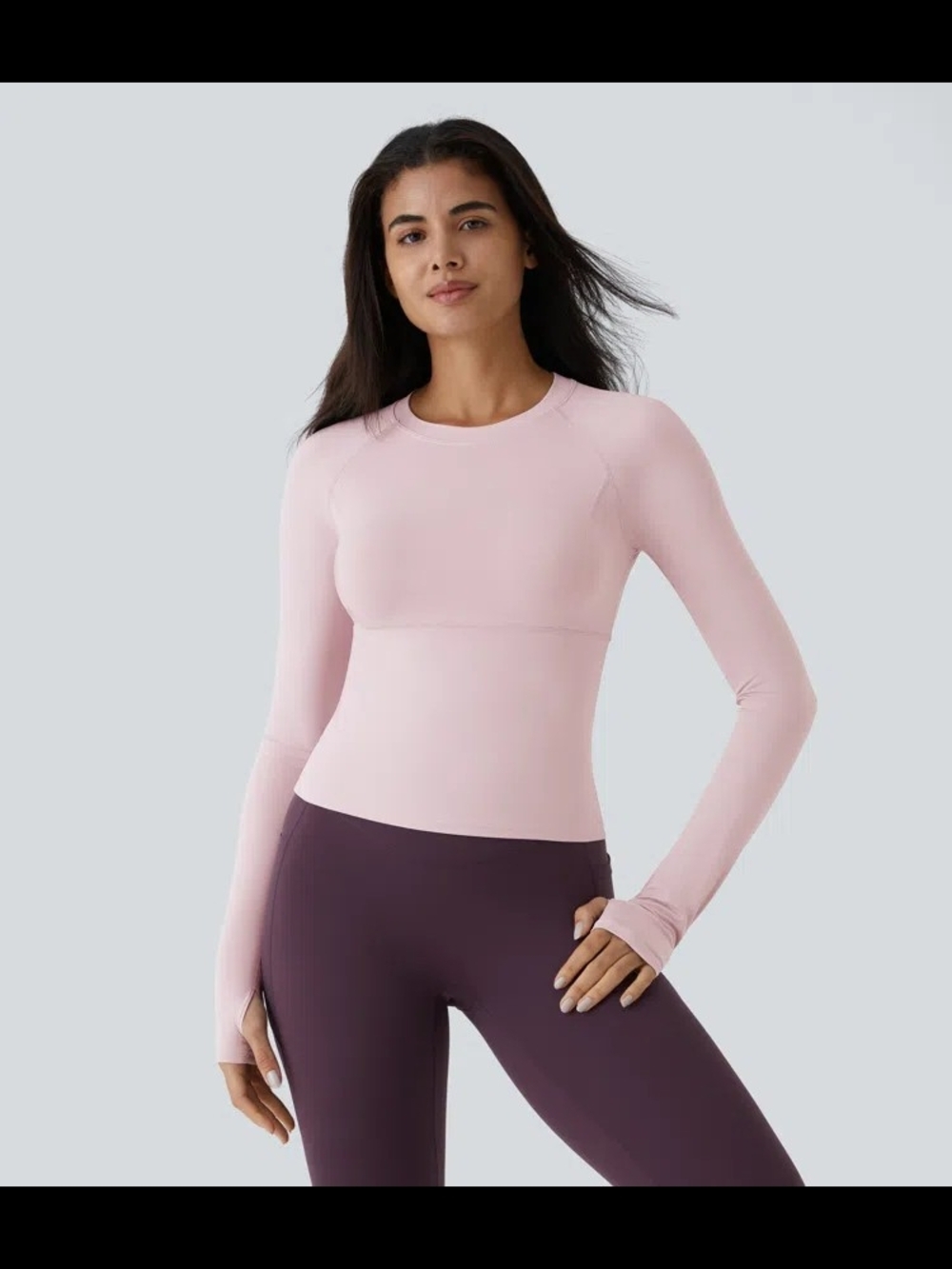 Halara Solid Thumb Hole Yoga Sports Top - Pale Lilac